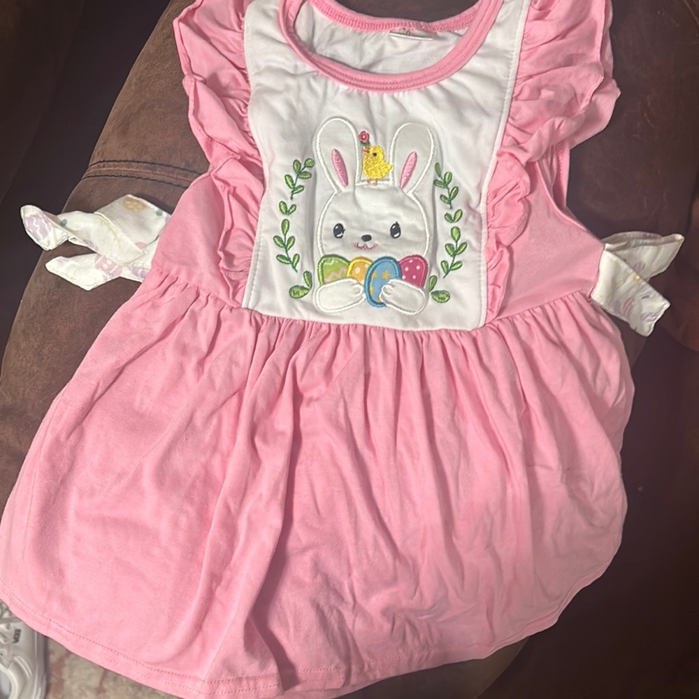 Pink Bunny Embroidered Boutique Set